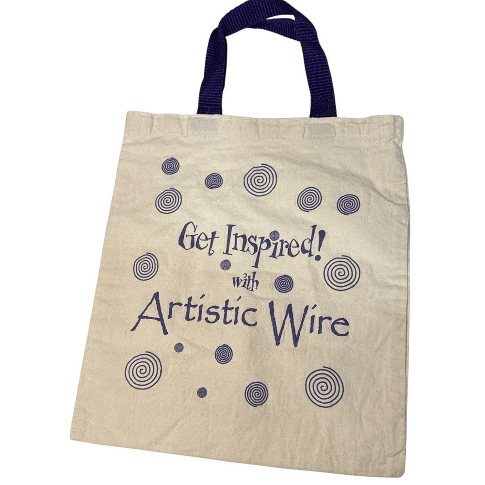 Canvas Book Bag Reusable‎ Tote Purple & Cream 13.75"x12"